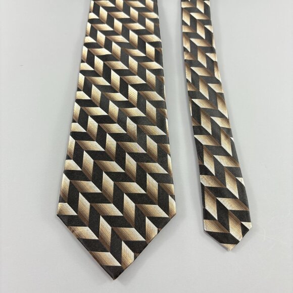 Savile Row Black / Grey Chevron Striped Men's Tie 4' x 60" - Picture 2 of 3